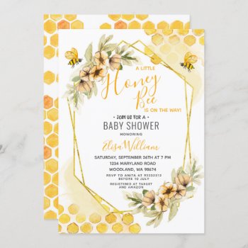 A Little Honey Bee Is On The Way Baby Shower Invitation by HappyPartyStudio at Zazzle