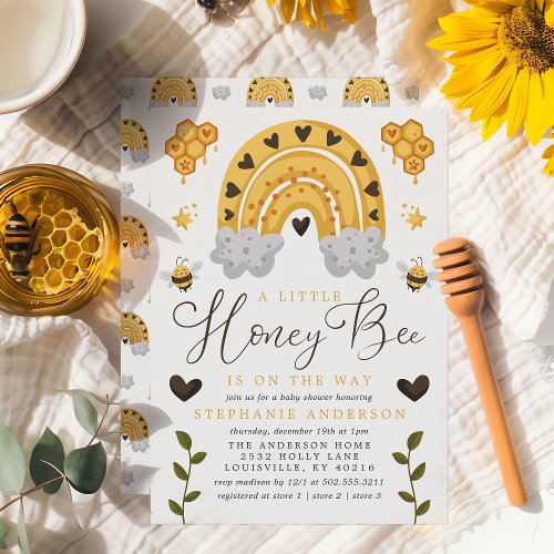 A Little Honey Bee Is On The Way Cute Baby Shower Invitation