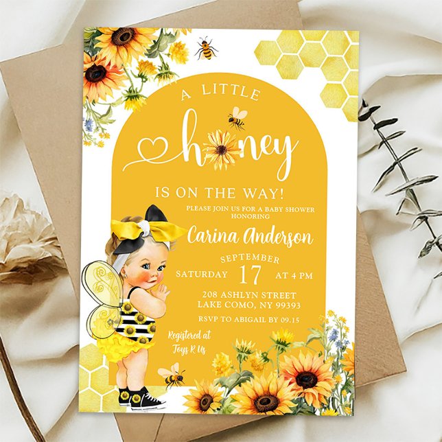 A Little Honey Bee Is On The Way Sunflower Shower Invitation (Creator Uploaded)
