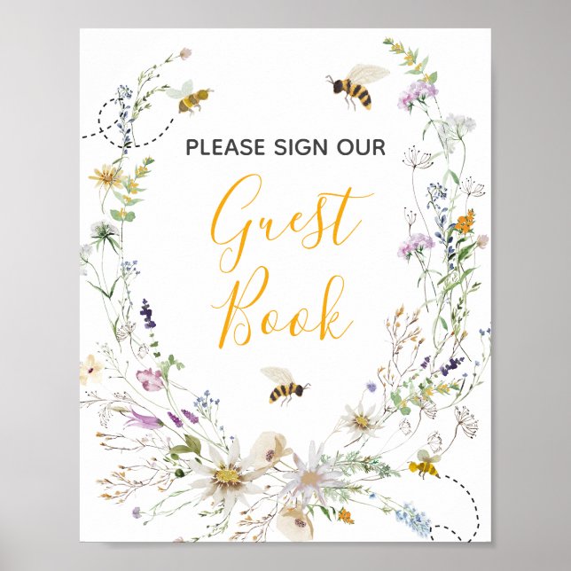 A Little Honey Bee Wildflower Baby Show Guest Book (Front)