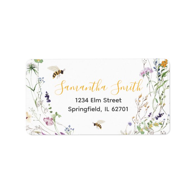 A Little Honey Bee Wildflower Baby Shower Address Label (Front)