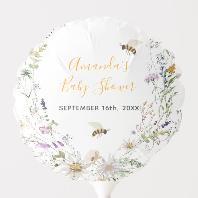 A Little Honey Bee Wildflower Baby Shower Balloon (Front)