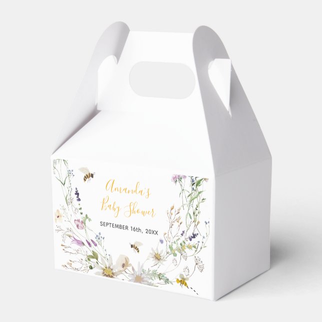 A Little Honey Bee Wildflower Baby Shower Favor Boxes (Front Side)