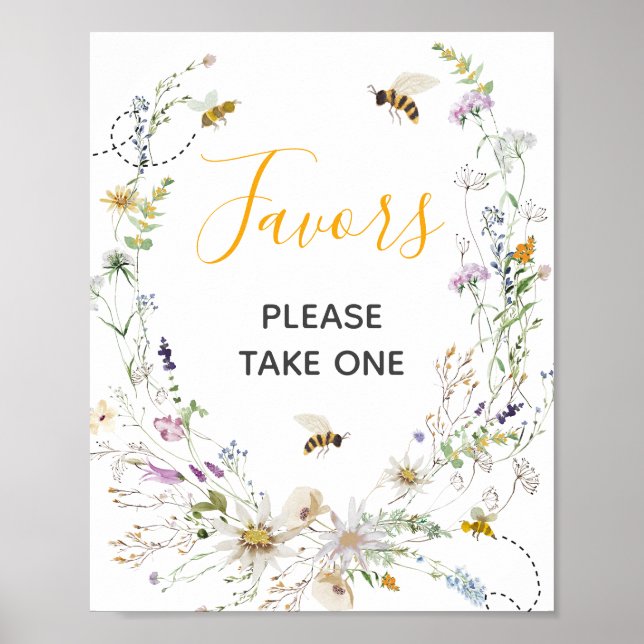 A Little Honey Bee Wildflower Baby Shower Favors Poster (Front)