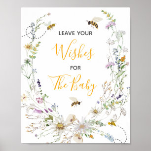 A Little Honey Bee Wildflower Leave Your Wishes Poster