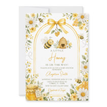 A little Honey Bee Yellow Bow Baby Shower Daisy Invitation
