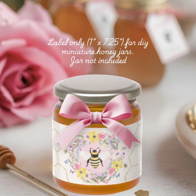 A Little Honey Floral Bee Baby Shower Favor Label (Creator Uploaded)