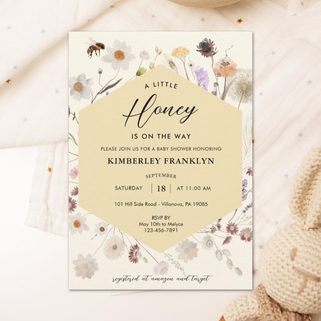A little Honey Gender Neutral Baby Bee Baby Shower Invitation (Creator Uploaded)