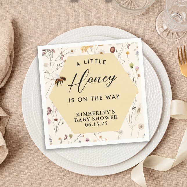 A little Honey Gender Neutral Baby Bee Baby Shower Napkins (Creator Uploaded)