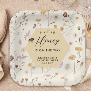 A little Honey Gender Neutral Baby Bee Baby Shower Paper Plates
