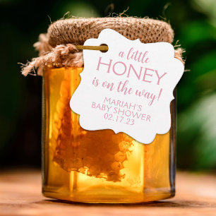 A Little Honey Girl Pink Gingham Baby Shower Favor Tags