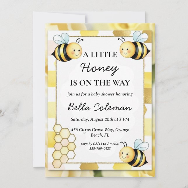 a little honey is on the way baby shower invitation (Front)