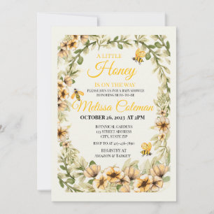 A Little Honey Is On The Way Baby Shower Invitation