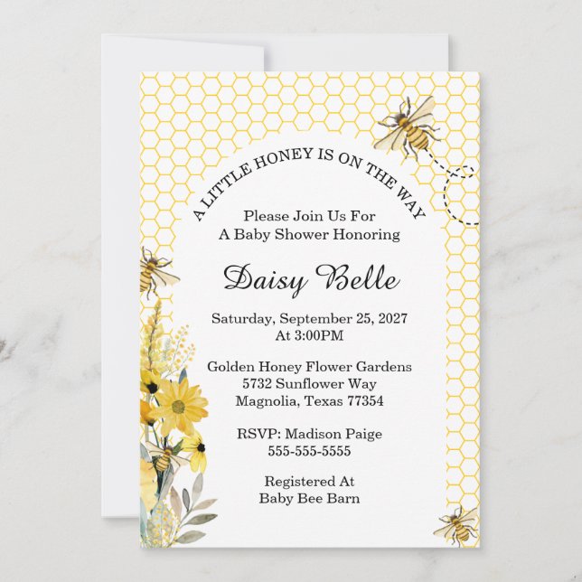 A little Honey Is On The Way Baby Shower Invitation (Front)