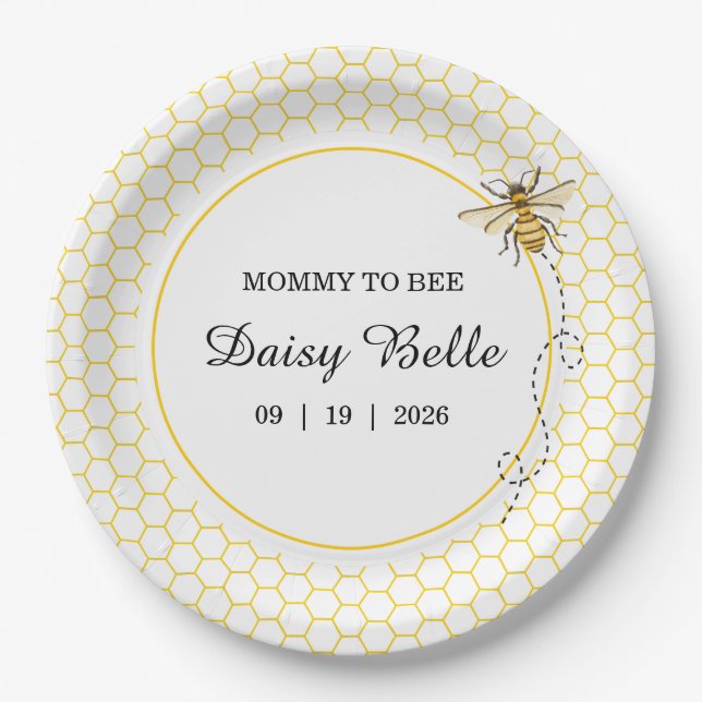 A little Honey Is On The Way Baby Shower Paper Plates (Front)