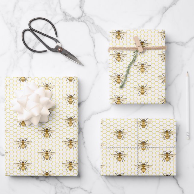 A little Honey Is On The Way Baby Shower Wrapping Paper Sheets (Front)