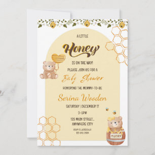 A Little Honey Is On The Way Bear Baby Shower Invitation