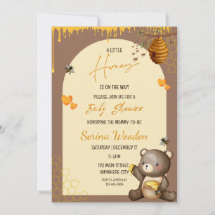 A Little Honey Is On The Way Bear Baby Shower Invitation