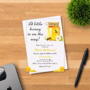 A Little Honey is on the Way Bee Baby Shower Acrylic Invitations