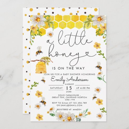 A Little Honey Is On The Way Bee Baby Shower  Invitation