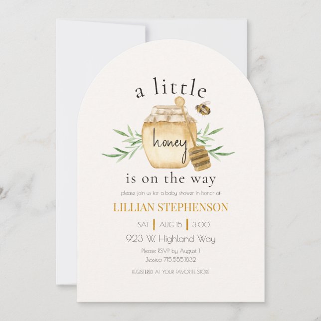 A Little Honey Is On The Way Bee Baby Shower Invitation (Front)