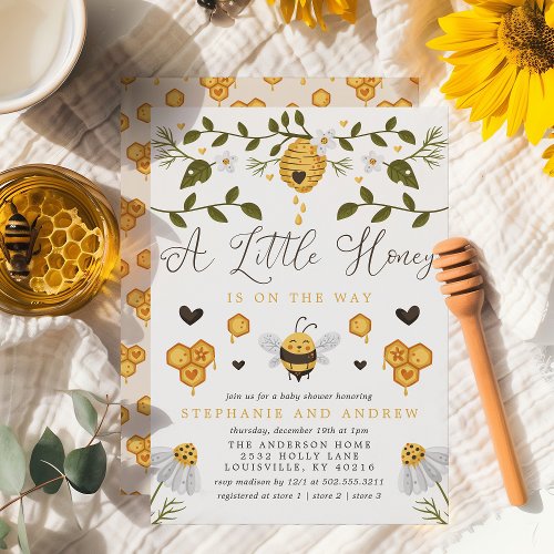 A Little Honey Is On The Way Bee Baby Shower Invitation