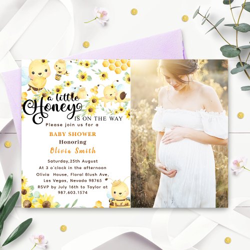 A Little Honey is On The Way Bee Baby Shower Photo Invitation