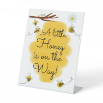 A Little Honey Is On The Way | Bee Baby Shower Pos Pedestal Sign