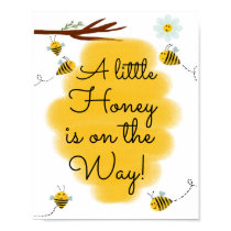 A Little Honey Is On The Way | Bee Baby Shower Poster