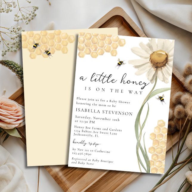 A Little Honey Is On The Way Bee Baby Shower Theme Invitation (Creator Uploaded)