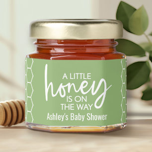 A Little Honey is on the Way - Green Baby Shower Honey Jar Favors