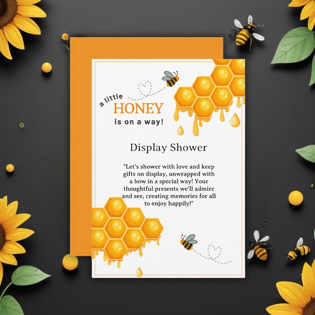 A Little Honey Is On the Way Honeycomb Baby Shower Enclosure Card (Creator Uploaded)