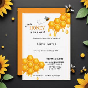 A Little Honey Is On the Way Honeycomb Baby Shower Invitation