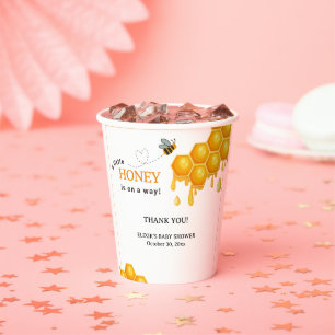 A Little Honey Is On the Way Honeycomb Baby Shower Paper Cups