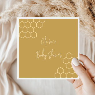 A Little Honey Minimal Golden Beige Baby Shower Napkins