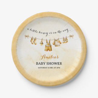 A little Honey On The Way Clothesline Baby Shower Paper Plates