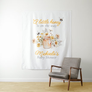 A Little Honey On The Way Watercolor Baby Shower Tapestry