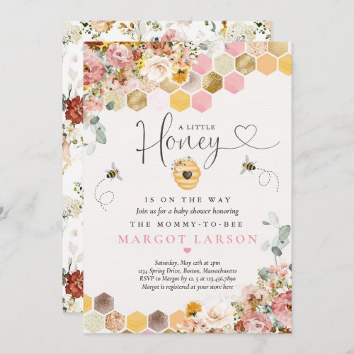 A Little Honey On The Way Wildflower Baby Shower Invitation