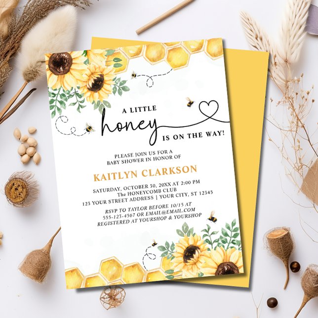 A Little Honey Sunflower Bee Baby Shower Invitation (Creator Uploaded)
