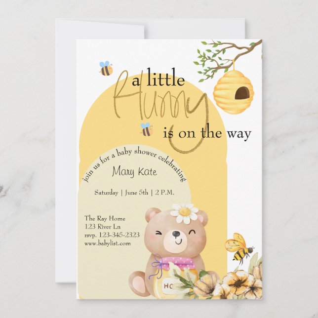 a Little Hunny is on the way baby shower Invitation (Front)