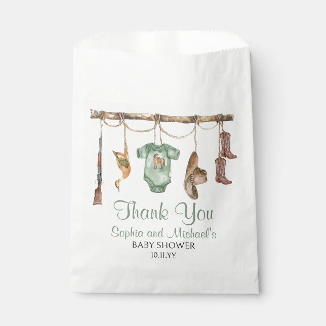 A Little Hunter Is On The Way  Baby Shower Favor Bag (Front)