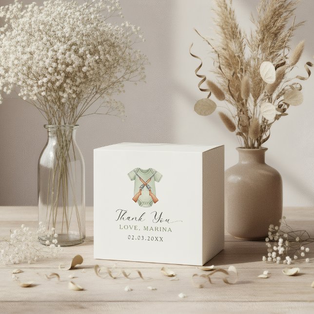 A little hunter is on the way baby shower  favor boxes (hunting favor box)