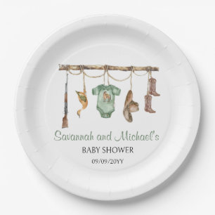 A little hunter is on the way Baby Shower Party Paper Plates