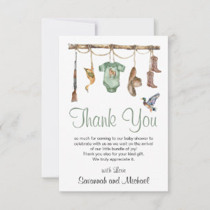 A Little Hunter Is On The Way Baby Shower Thank You Card