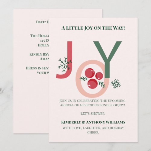 A Little Joy On The Way Christmas Baby Shower Invitation