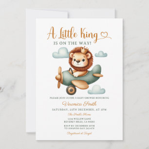 A little King is on the way Cute Lion Baby Shower Invitation