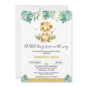 A Little King Lion Crown Baby Shower Invitation