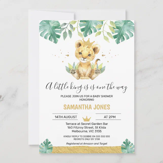 A Little King Lion Crown Baby Shower Invitation | Zazzle