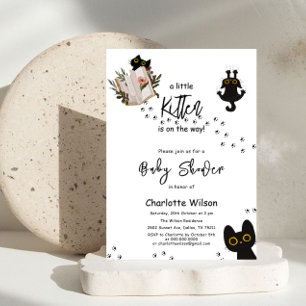 A Little Kitten Is On The Way Cute Cat Baby Shower Invitation