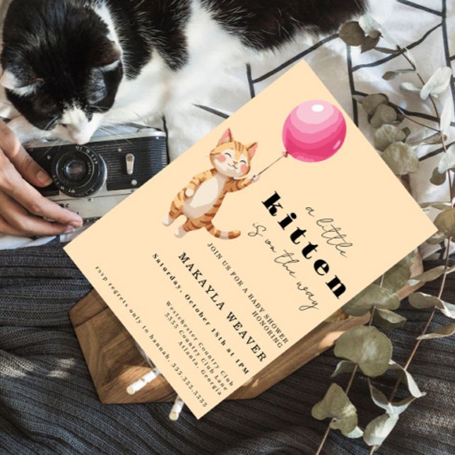 a little kitten Kitty Baby Shower Invitation (Creator Uploaded)